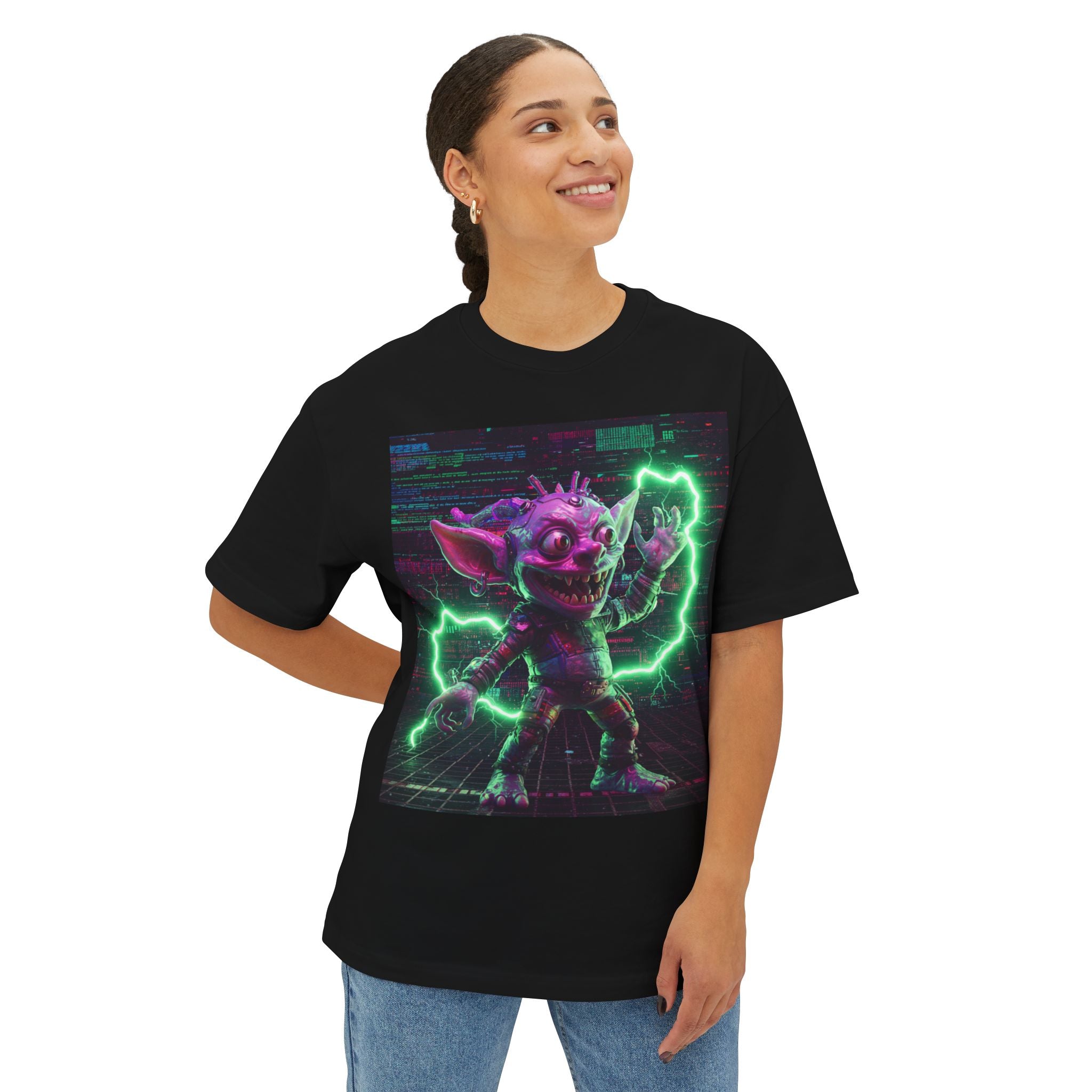 Electrifying Goblin Graphic Unisex Oversized Tee - Perfect for Gamers & Comic Fans